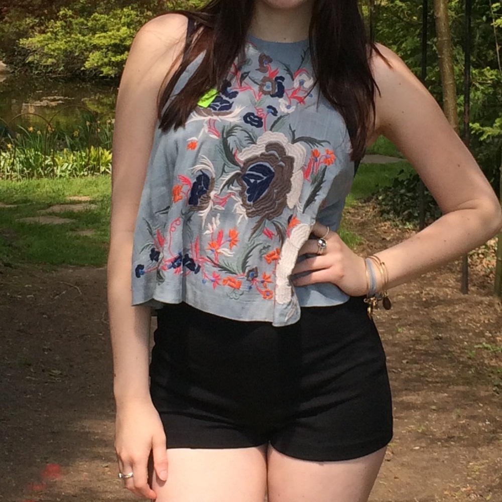 beautiful embroidered floral tank